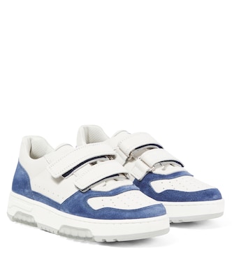 Suede-trimmed leather sneakers | Brunello Cucinelli Kids