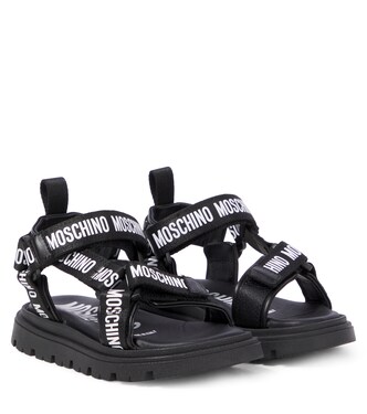 Logo leather-trimmed sandals | Moschino Kids