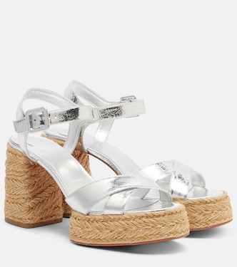 Calakala 85 metallic leather espadrille sandals  | Christian Louboutin