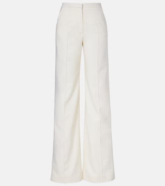 Pleated wool-blend wide-leg pants  | Costarellos