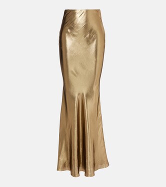 Metallic satin maxi skirt | Self-Portrait