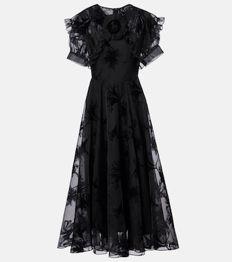 Ruffled floral organza midi dress | Rodarte