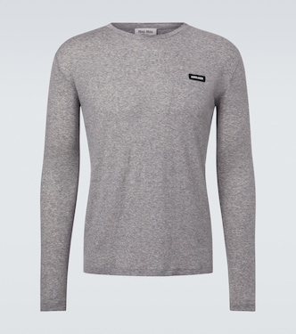 Camiseta de jersey de algodón con logo | Miu Miu