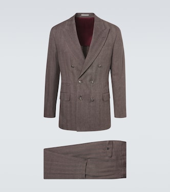 Traje de lino y lana espigado | Brunello Cucinelli