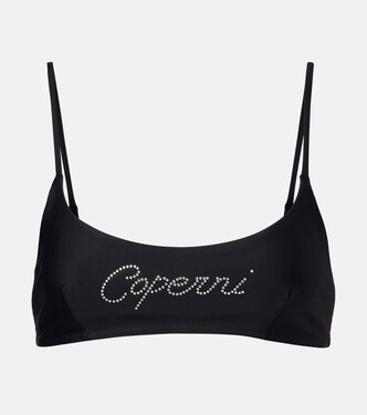 Logo crystal-embellished bikini top | Coperni