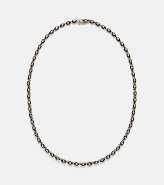 Tiny Carved Stone 14kt gold necklace with onyxes and diamonds | Sydney Evan