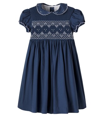 Embroidered smocked cotton dress | Pepa London