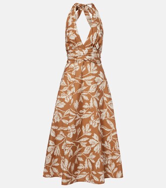 Halterneck printed cotton midi dress | Max Mara