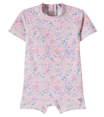 Baby Cas floral rashguard swimsuit | Wheat
