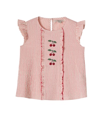 Ellie ruffled striped cotton seersucker top | Konges Sløjd