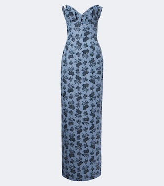 Rita floral cotton-blend bustier gown | Markarian