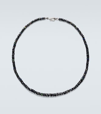 9kt white gold beaded necklace with opals | Ileana Makri