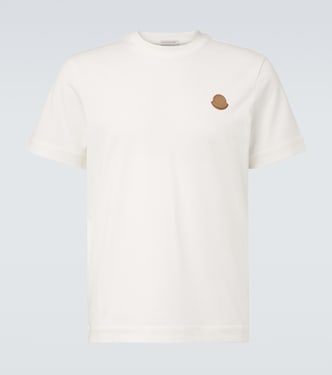 Leather-trimmed cotton jersey T-shirt | Moncler