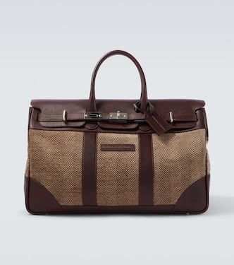 Leather-trimmed canvas duffel bag | Brunello Cucinelli