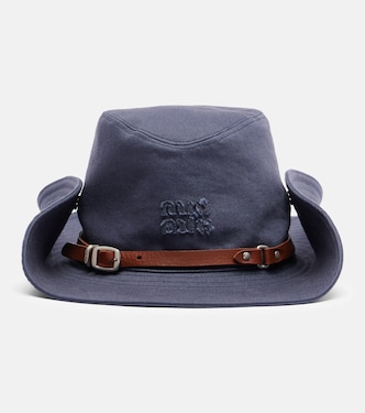 Leather-trimmed cotton cowboy hat | Miu Miu