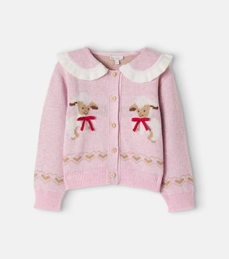 Laurel bow-detail jacquard cardigan | Bebe Organic