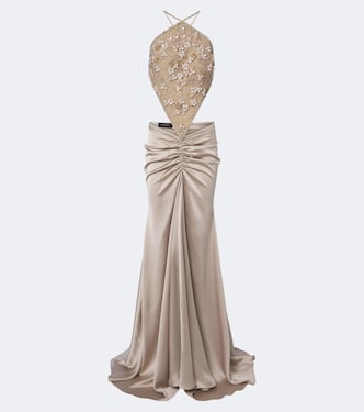 Robe longue en satin à ornements | Georges Hobeika