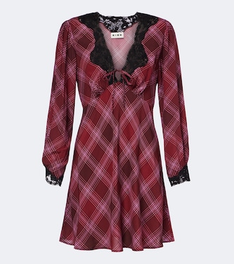 Vestido corto Carolina a cuadros con encaje | Rixo