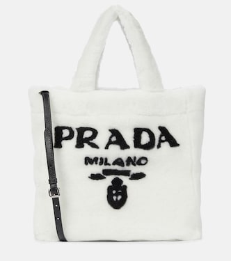 Medium logo shearling tote | Prada