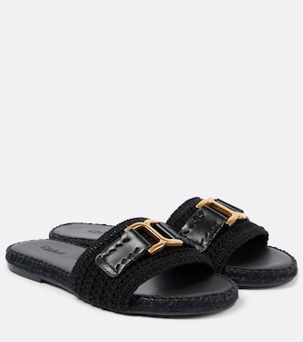 Marcie leather-trimmed espadrille slides | Chloé