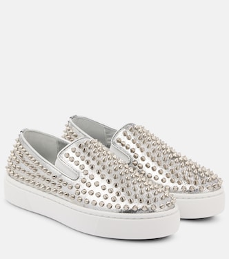 Spikeboat metallic leather slip-on sneakers | Christian Louboutin