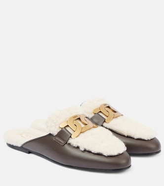 Catena shearling and leather mules | Tod's