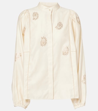 Caladio embellished cotton satin blouse | Max Mara