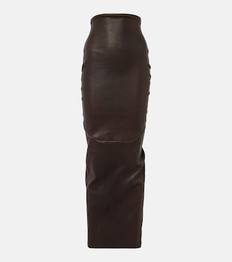 Dirt Pillar leather and cotton maxi skirt | Rick Owens