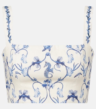 Cacao floral linen crop top | Agua by Agua Bendita