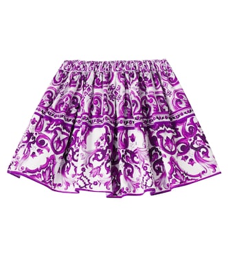 Majolica printed cotton poplin skirt | Dolce&Gabbana Kids