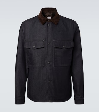 Corduroy-trimmed denim shirt jacket | Moncler