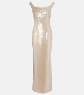 Sequined off-shoulder gown | Roland Mouret
