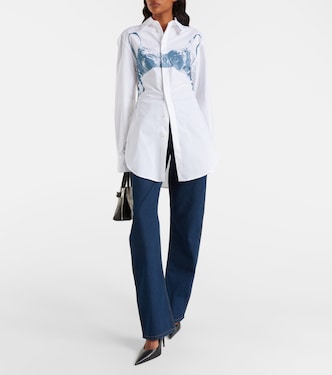 Printed cotton-blend shirt in white - Jean Paul Gaultier | Mytheresa