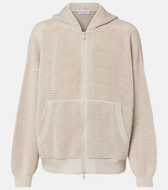 Sweat-shirt à capuche en lamé et coton mélangé | Brunello Cucinelli