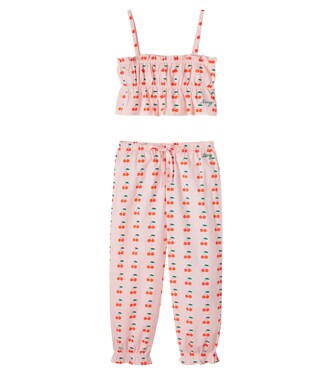 Cherries cotton top and pants set | Tinycottons