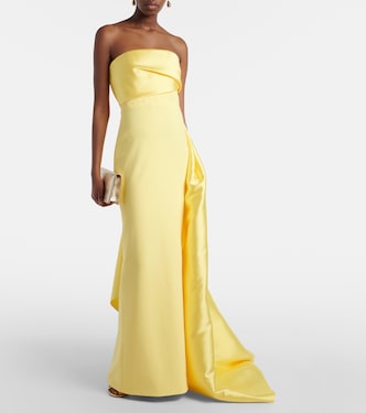 solace london gold dress Kinsley draped strapless gown in yellow - xxdisc_oos