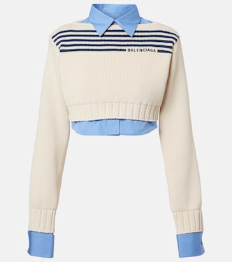 Striped cropped cotton sweater | Balenciaga