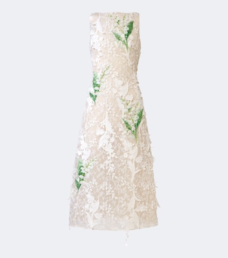 Cleo beaded floral-appliqué lace dress | Leo Lin