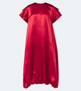 Pleated gathered satin midi dress | Noir Kei Ninomiya