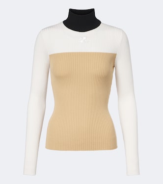 Colorblocked ribbed-knit ski top | Courrèges