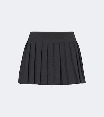 Pleated cotton-blend miniskirt | Norma Kamali