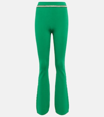 Embellished ribbed-knit flared pants | Rabanne