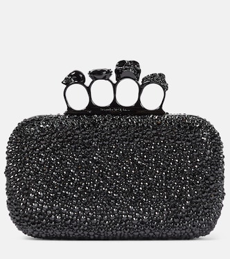 Knuckle embellished leather clutch | McQueen
