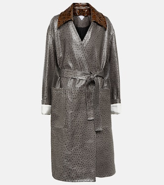 Embossed leather coat | Bottega Veneta