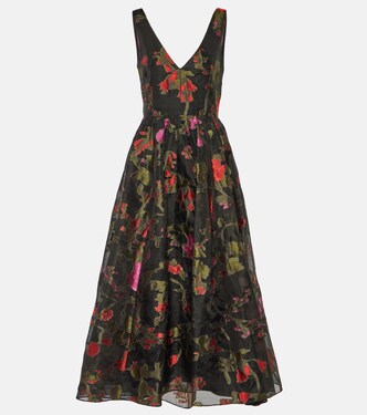 Robe midi en organza à fleurs | Erdem