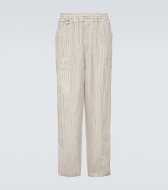Pinstripe wool and linen wide-leg pants | Undercover