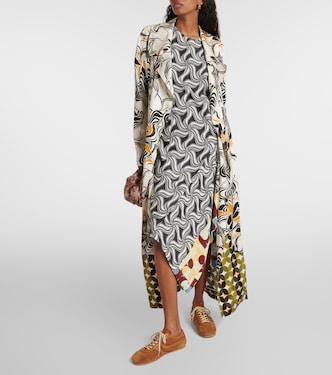 printed asymmetric midi dress Karen Millen Viscose Satin Printed Asymmetric Detail Midi Dress