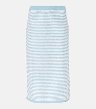 High-rise knitted cotton-blend midi skirt | Tory Burch