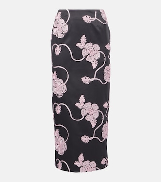 Floral satin midi skirt | Rotate