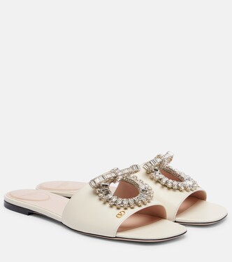 Adamantine embellished leather slides | Valentino Garavani